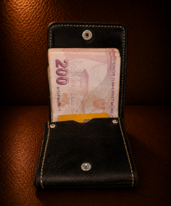 Alternative view of Derion Hakiki Deri Kirli Siyah Cüzdan – Premium El Yapımı