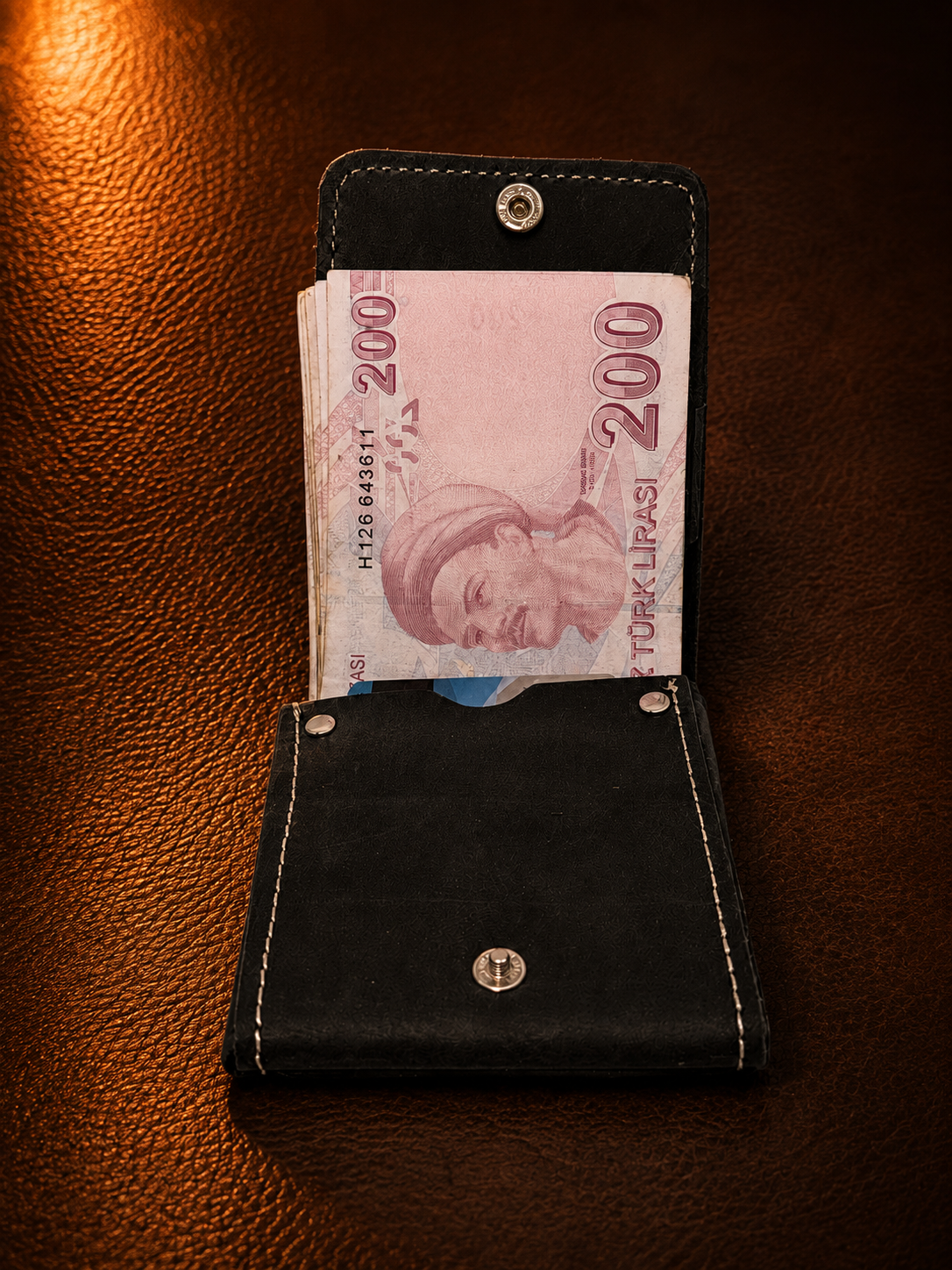 Derion Hakiki Deri Siyah Cüzdan – Premium El Yapımı - Görsel 3