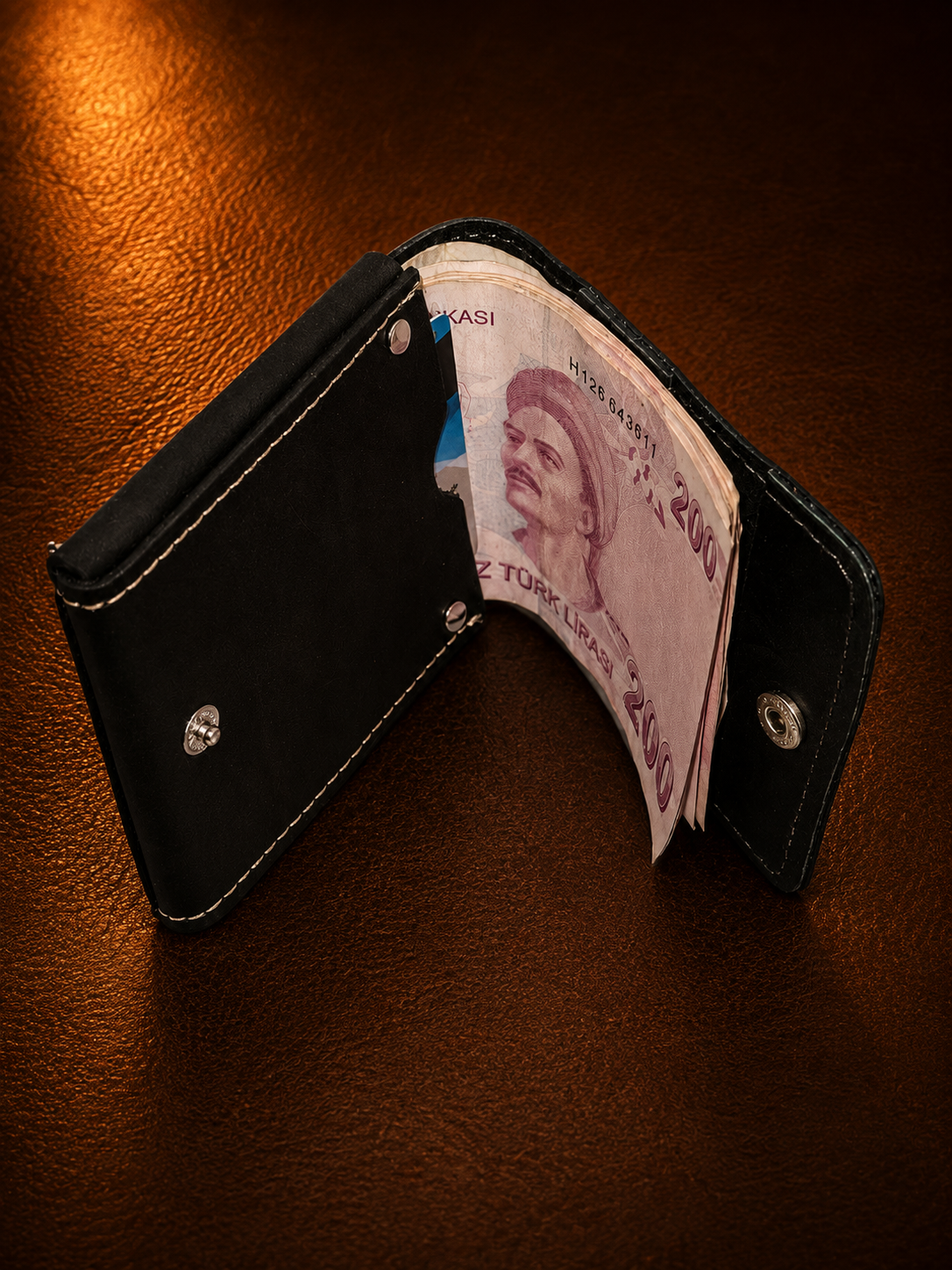 Derion Hakiki Deri Siyah Cüzdan – Premium El Yapımı - Görsel 2